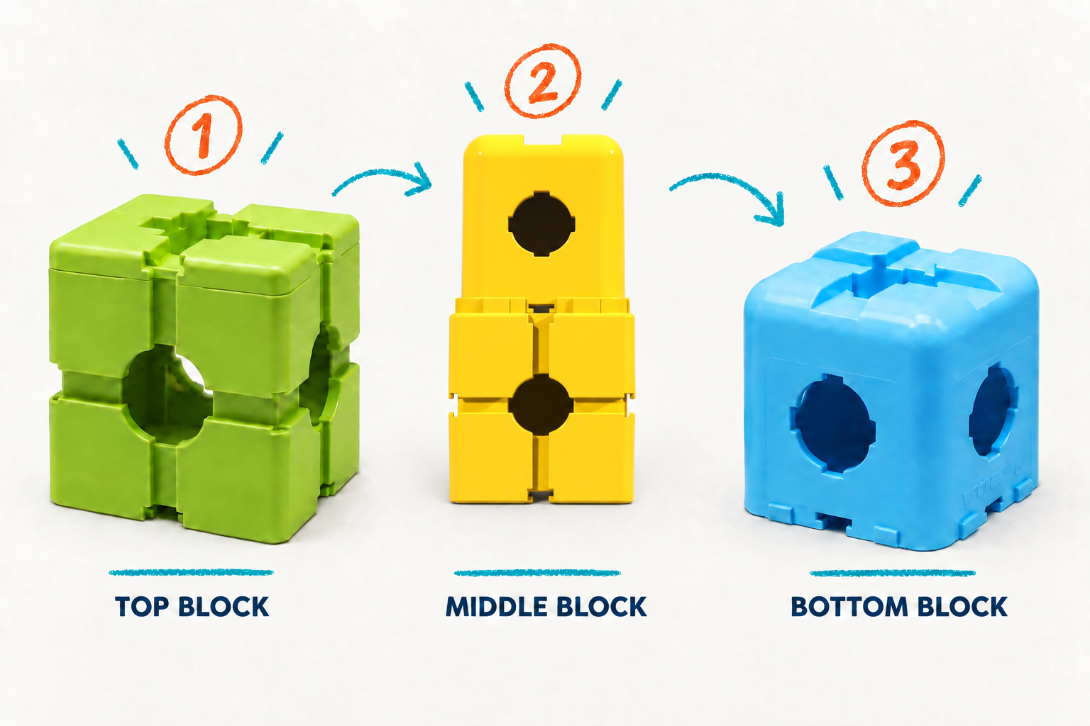 TOP BLOCK, MIDDLE BLOCK, BOTTOM BLOCK 모듈형 큐브 블록